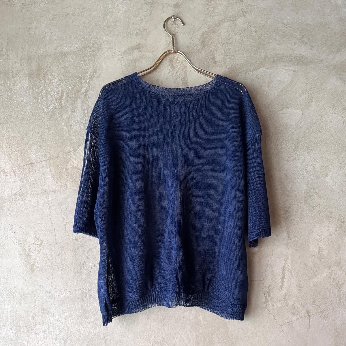 suzuki takayuki knitted t-shirtʥ業 ˥åƥTġInk blue