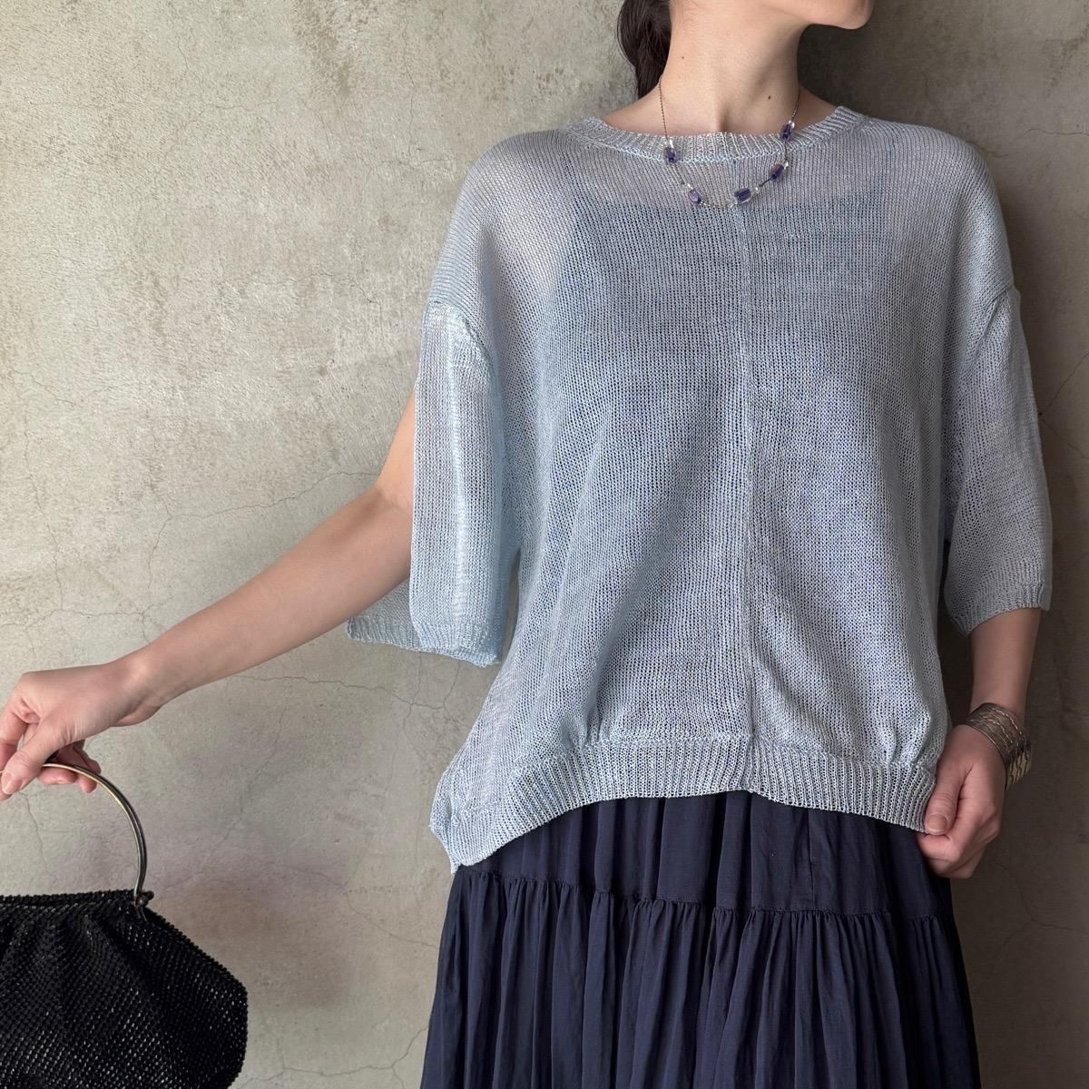 suzuki takayuki knitted t-shirtʥ業 ˥åƥTġFountain blue