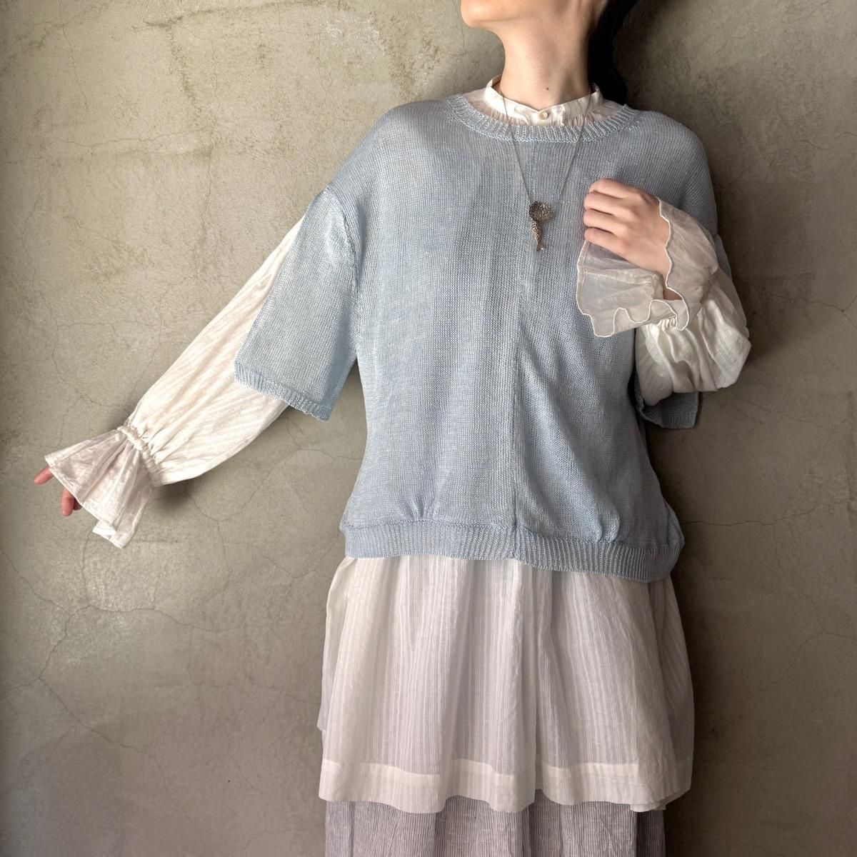 suzuki takayuki knitted t-shirtʥ業 ˥åƥTġFountain blue