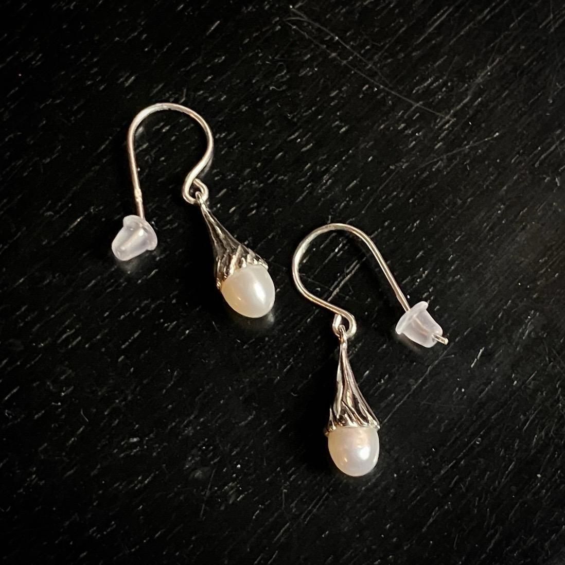 ơ С øѡ 󥰥ԥSilver Freshwater Pearl Earrings