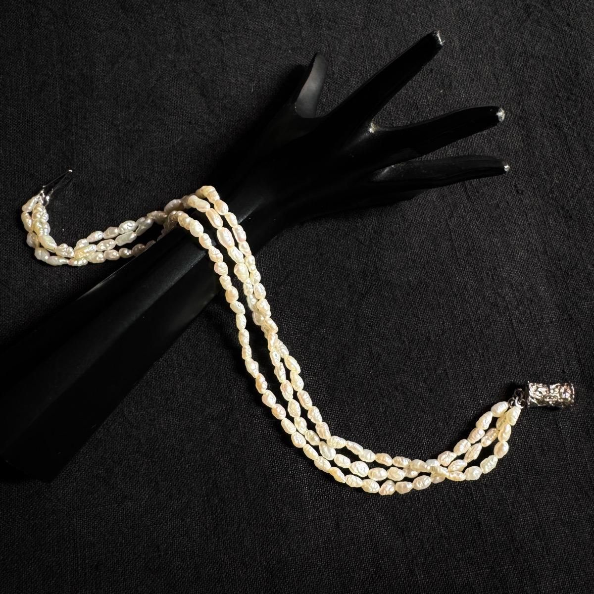 ơ С øѡ 3Ϣ֥쥹åȡSilver Freshwater Pearl Bracelet 