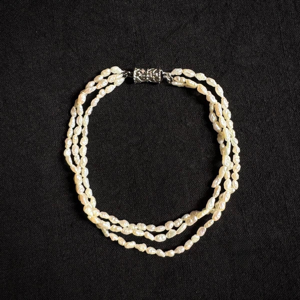 ơ С øѡ 3Ϣ֥쥹åȡSilver Freshwater Pearl Bracelet 