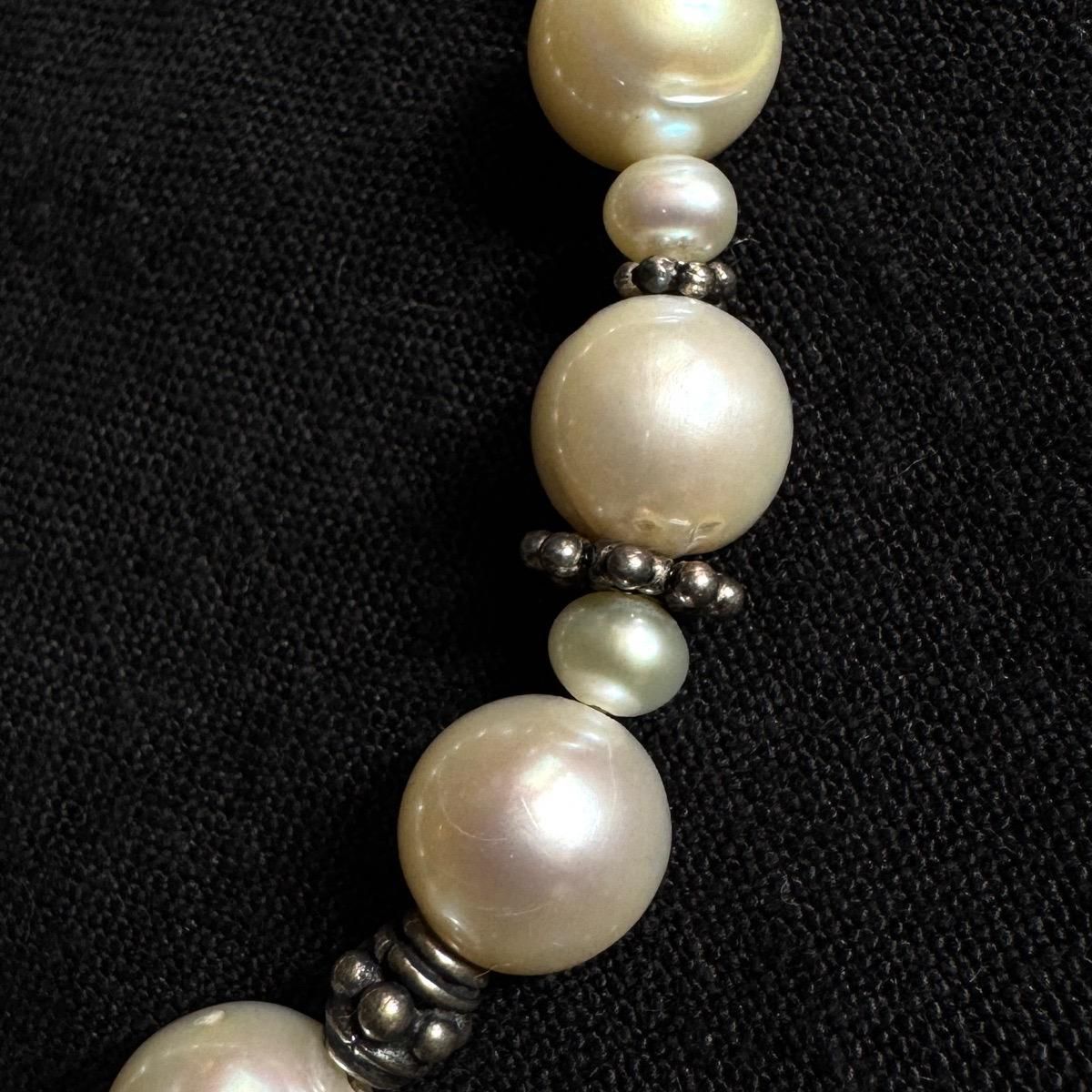 ơ С ѡ֥쥹å ޥͥåȥ饹סSilver Pearl Bracelet 