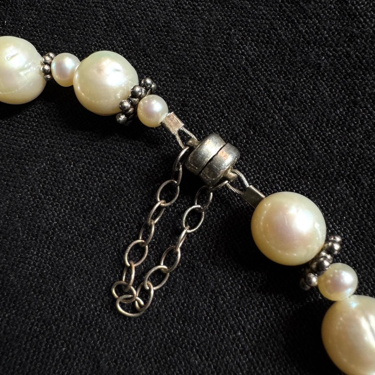 ơ С ѡ֥쥹å ޥͥåȥ饹סSilver Pearl Bracelet 