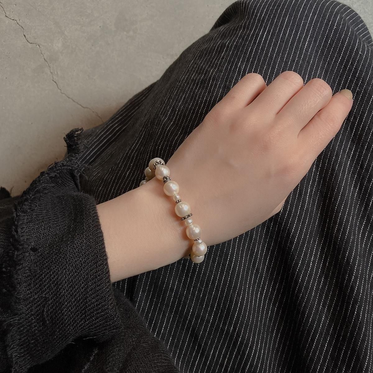ơ С ѡ֥쥹å ޥͥåȥ饹סSilver Pearl Bracelet 