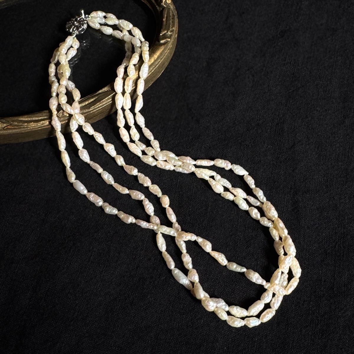 ơ С øѡ 3Ϣͥå쥹Silver Freshwater Pearl Necklace