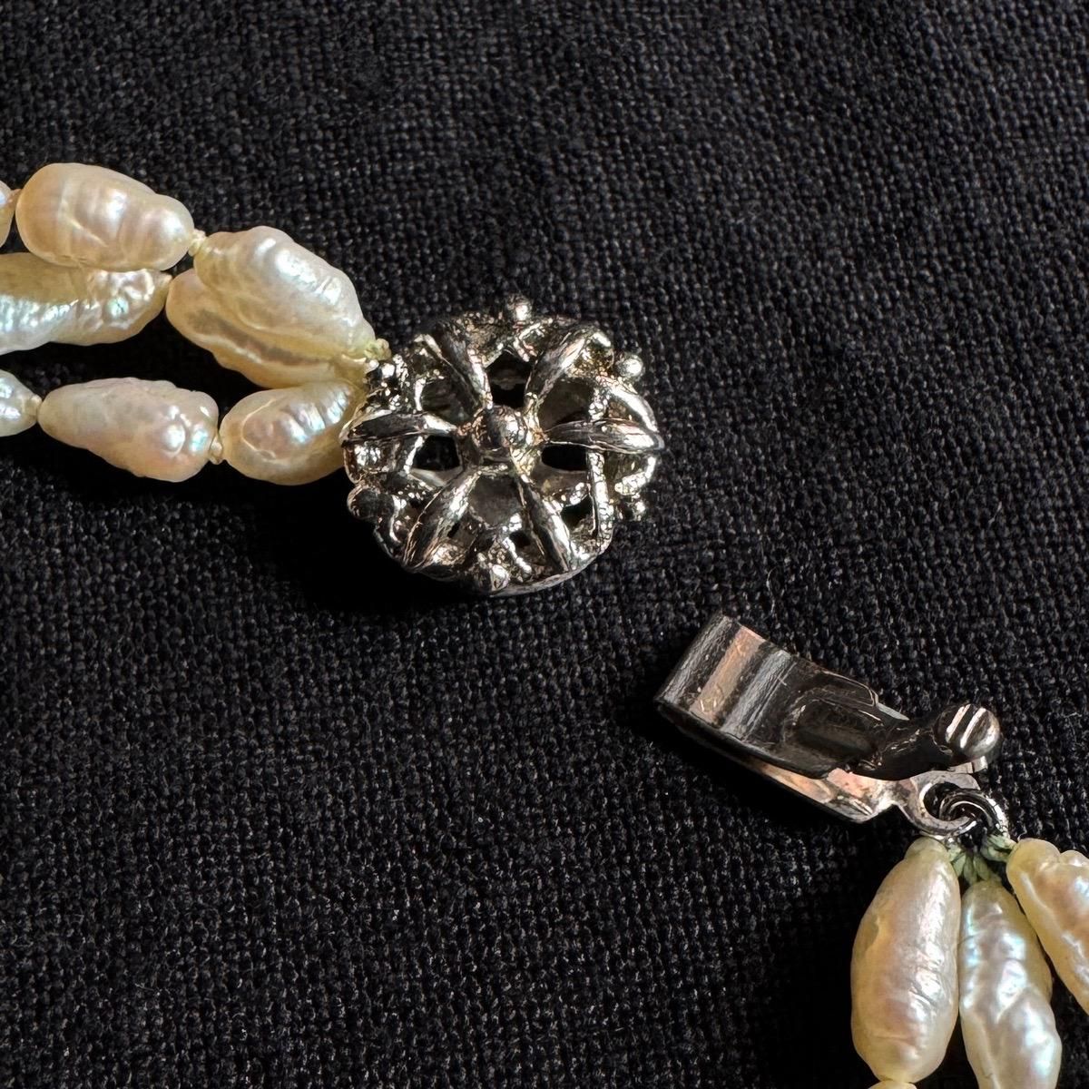 ơ С øѡ 3Ϣͥå쥹Silver Freshwater Pearl Necklace