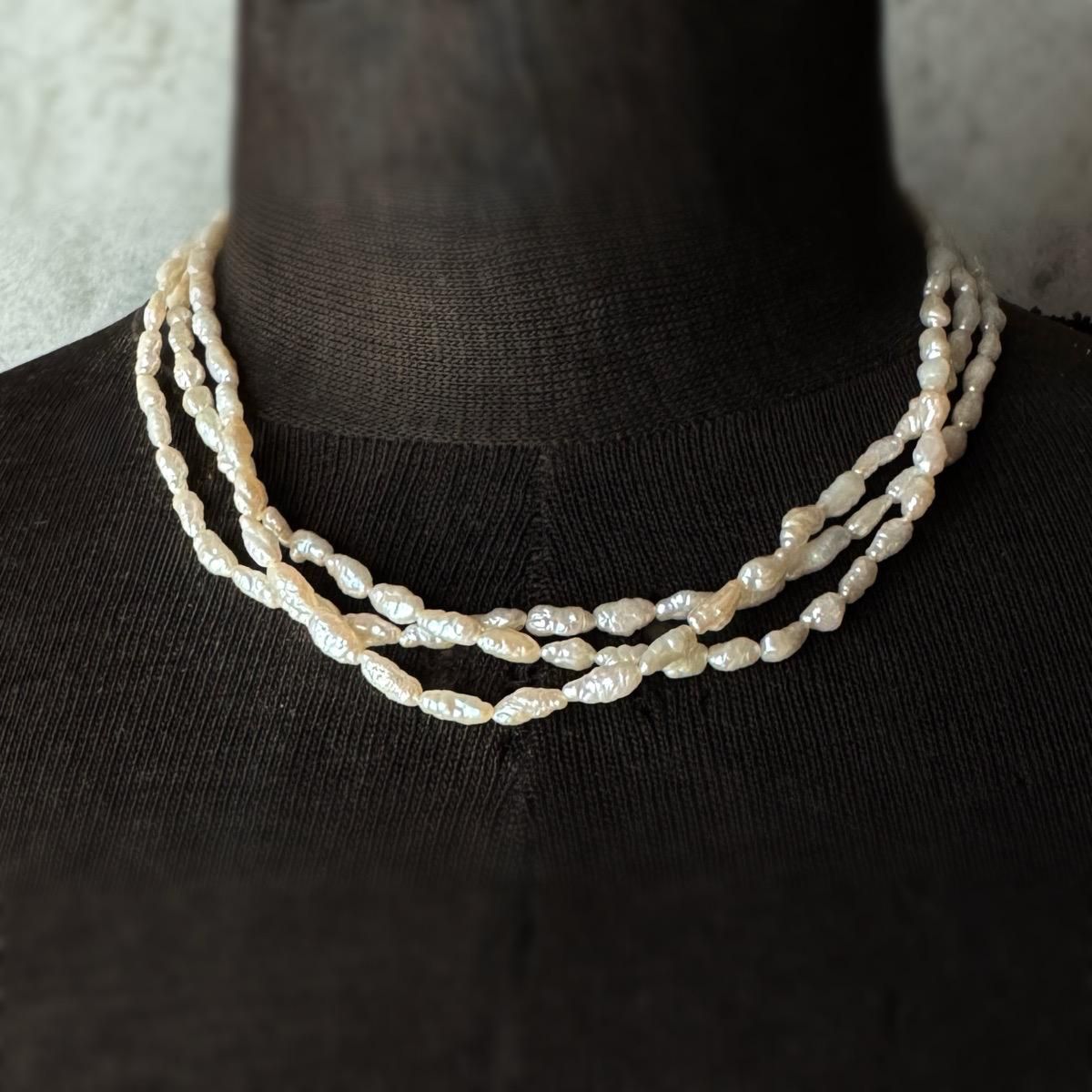 ơ С øѡ 3Ϣͥå쥹Silver Freshwater Pearl Necklace