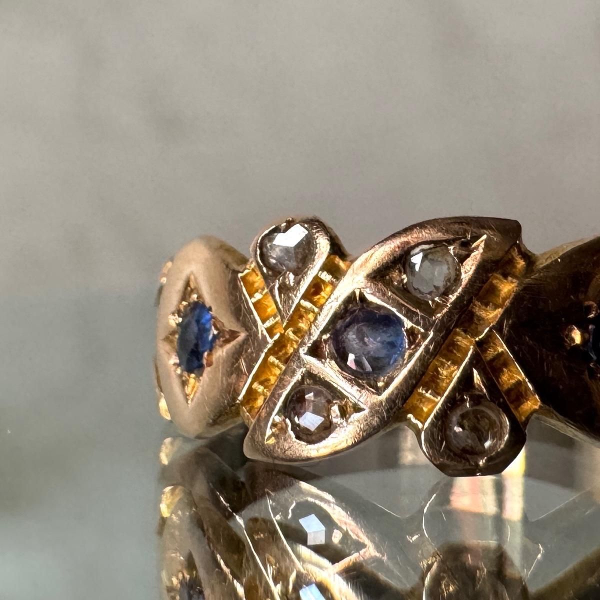 ȥꥢ 17  ե  Хɥ󥰡17K Diamond Sapphire Ring