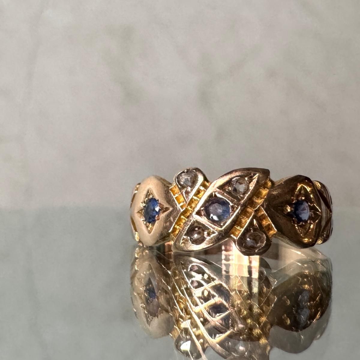ȥꥢ 17  ե  Хɥ󥰡17K Diamond Sapphire Ring