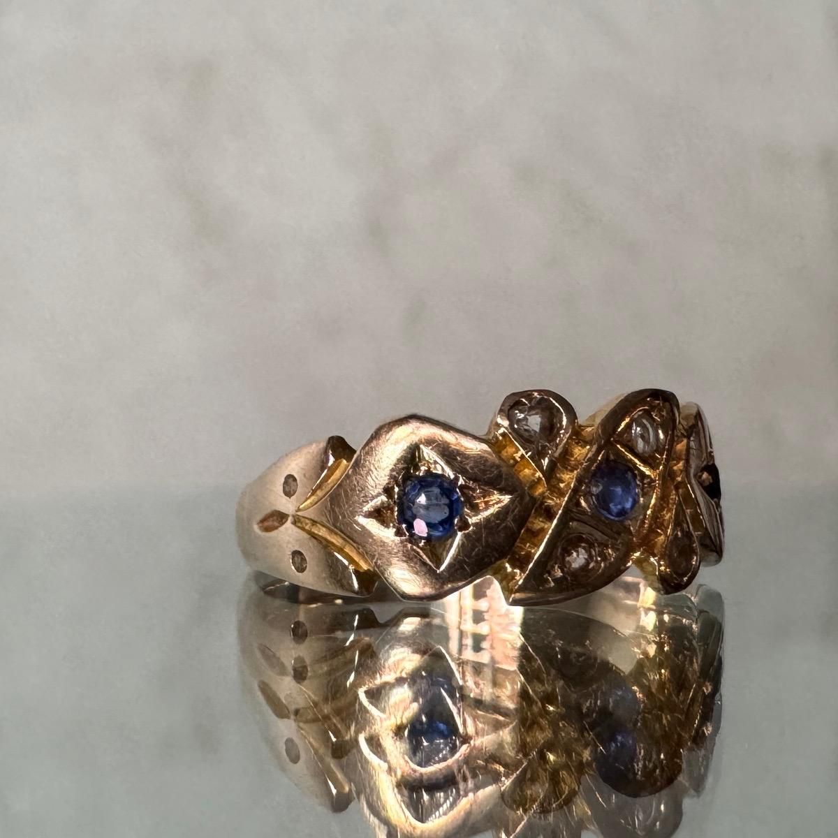 ȥꥢ 17  ե  Хɥ󥰡17K Diamond Sapphire Ring