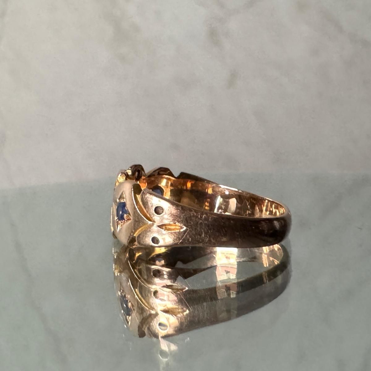 ȥꥢ 17  ե  Хɥ󥰡17K Diamond Sapphire Ring