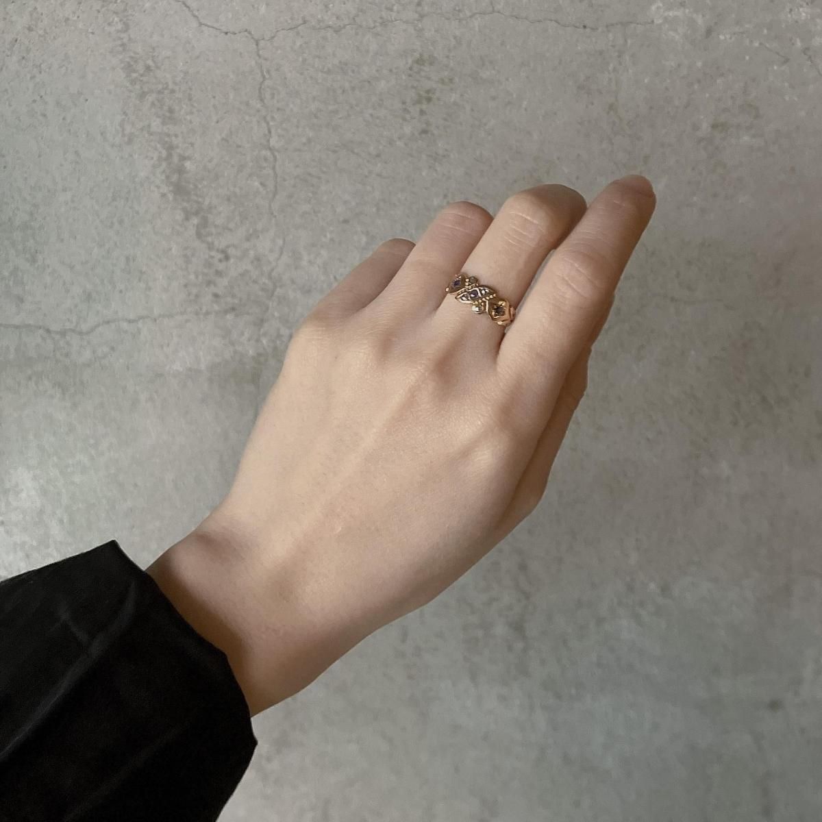 ȥꥢ 17  ե  Хɥ󥰡17K Diamond Sapphire Ring