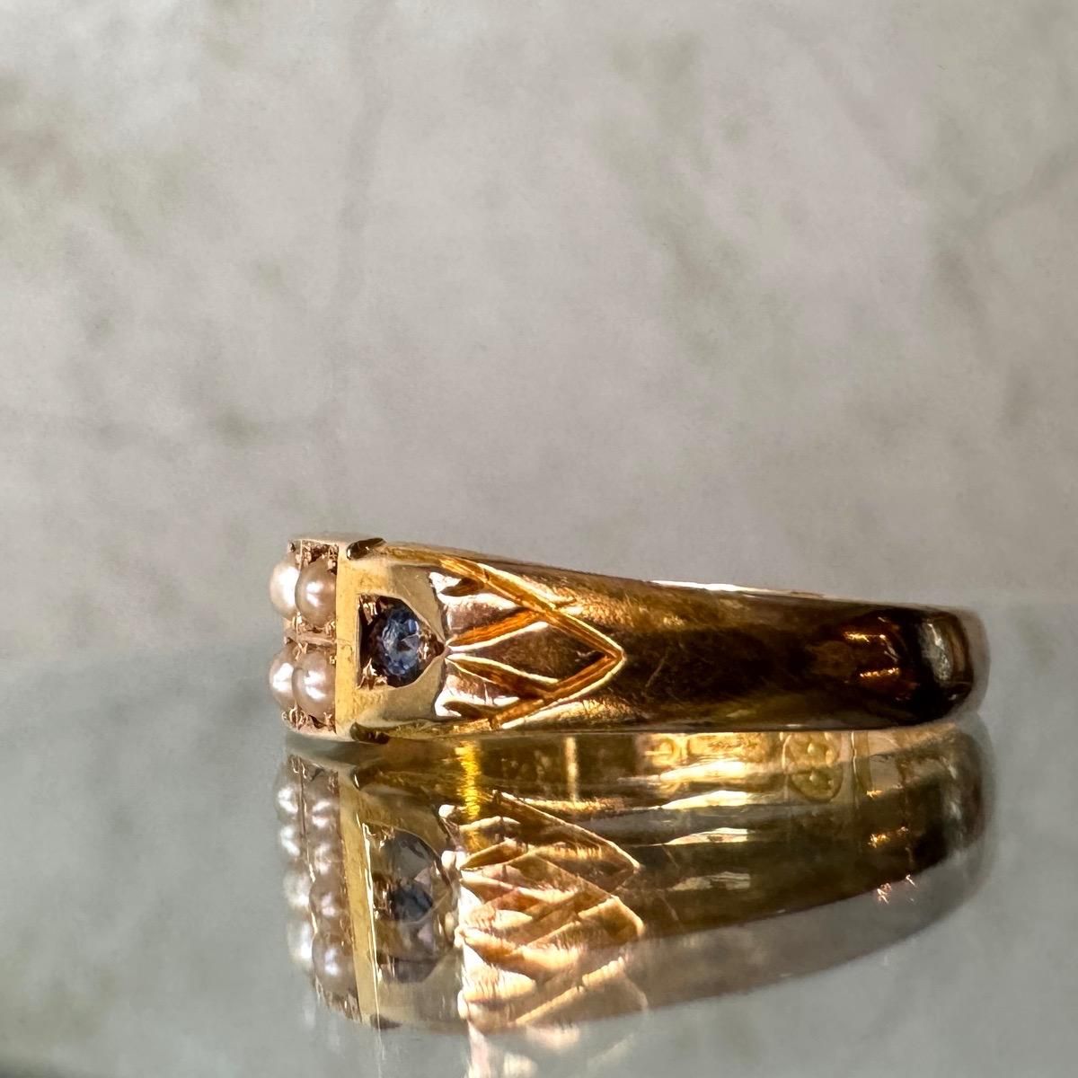 1892ǯ 15 ѡ ե Хɥ󥰡15K Pearl Sapphire Ring