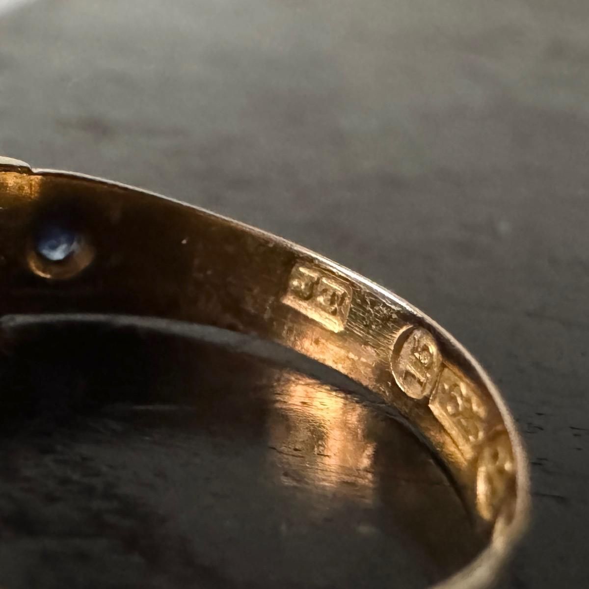 1892ǯ 15 ѡ ե Хɥ󥰡15K Pearl Sapphire Ring