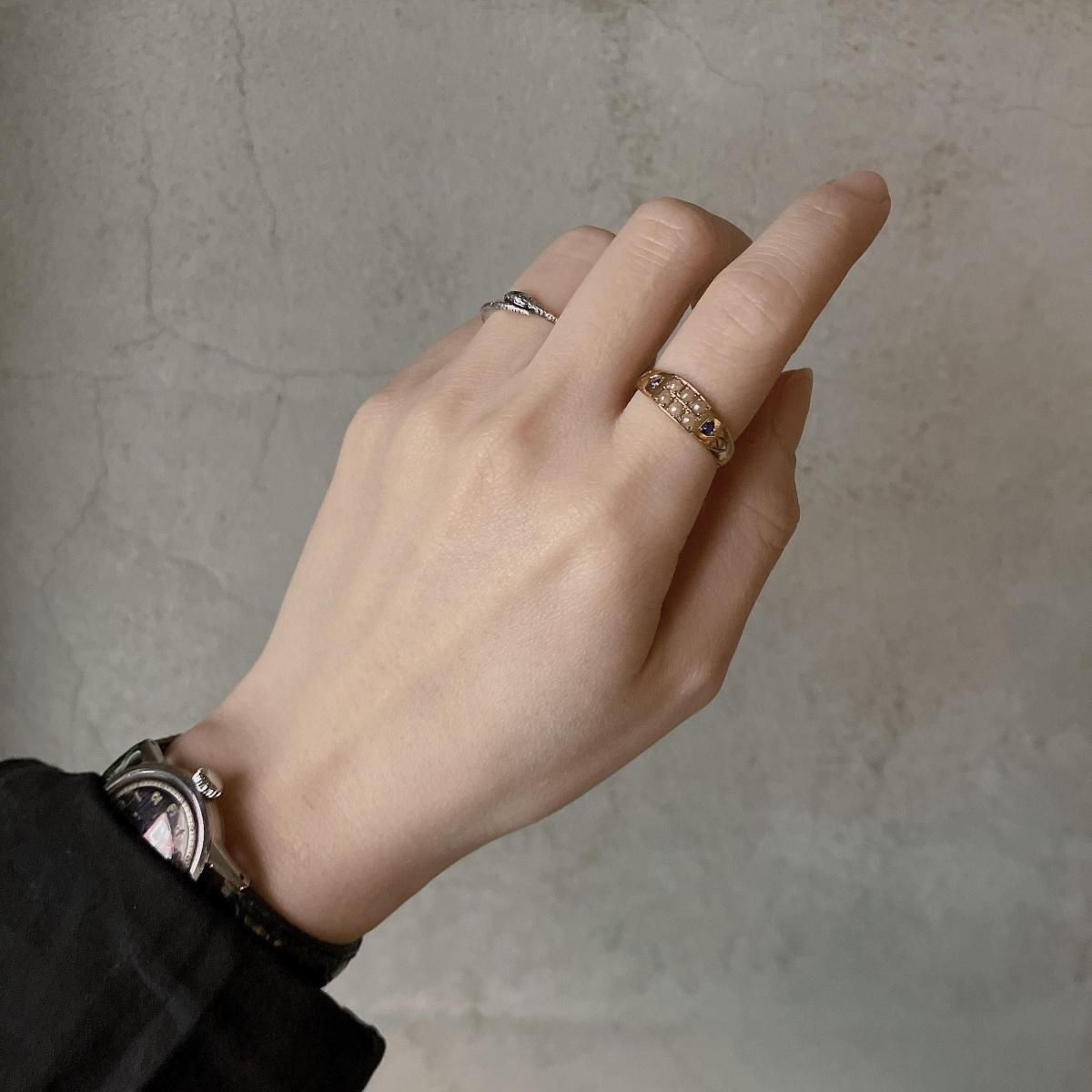 1892ǯ 15 ѡ ե Хɥ󥰡15K Pearl Sapphire Ring