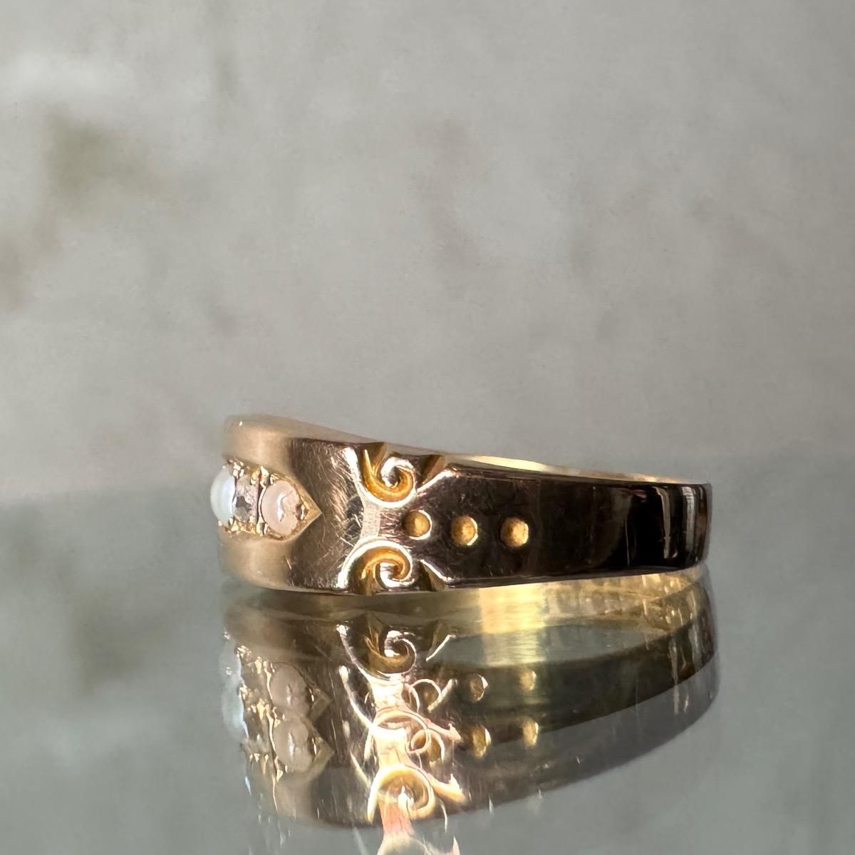 1892ǯ 15 ѡ  Хɥ󥰡15K Pearl  Diamond Ring