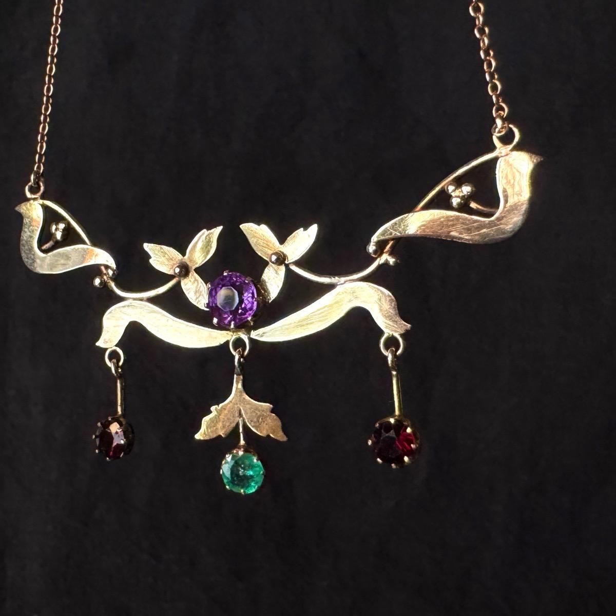 190020ǯ 12 ᥷ ͥå  ͥå쥹12KYG Amethyst Garnet Emerald Necklace