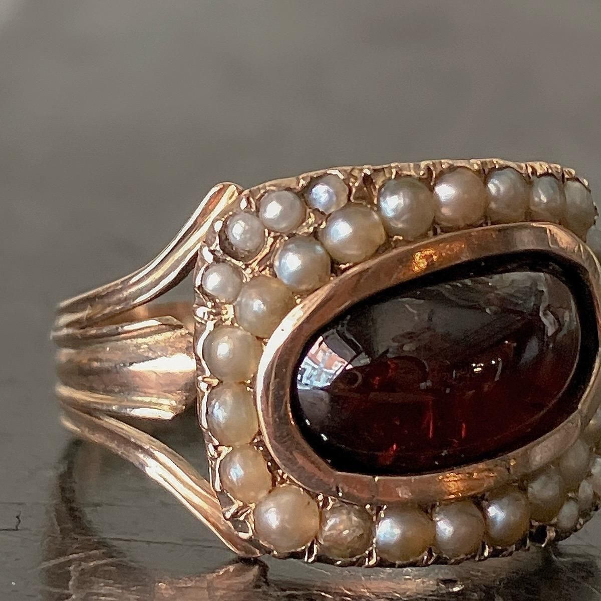 1811年製 10金 ガーネット モーニングリング(10K Garnet Ring 1811年製 10金 ガーネット モーニングリング(10K Garnet Ring