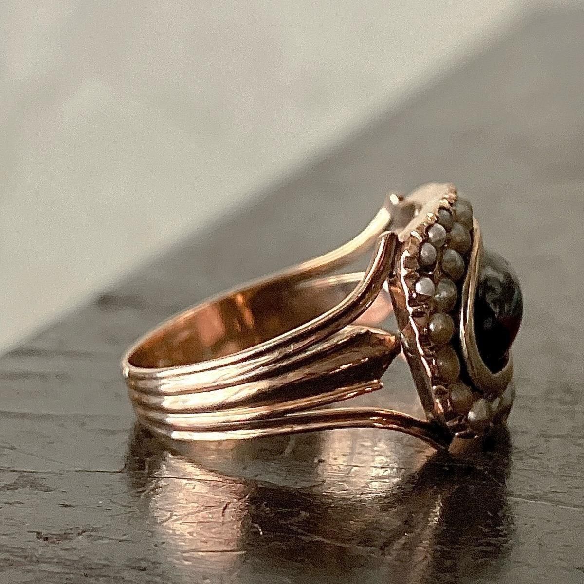 1811年製 10金 ガーネット モーニングリング(10K Garnet Ring 1811年製 10金 ガーネット モーニングリング(10K Garnet Ring