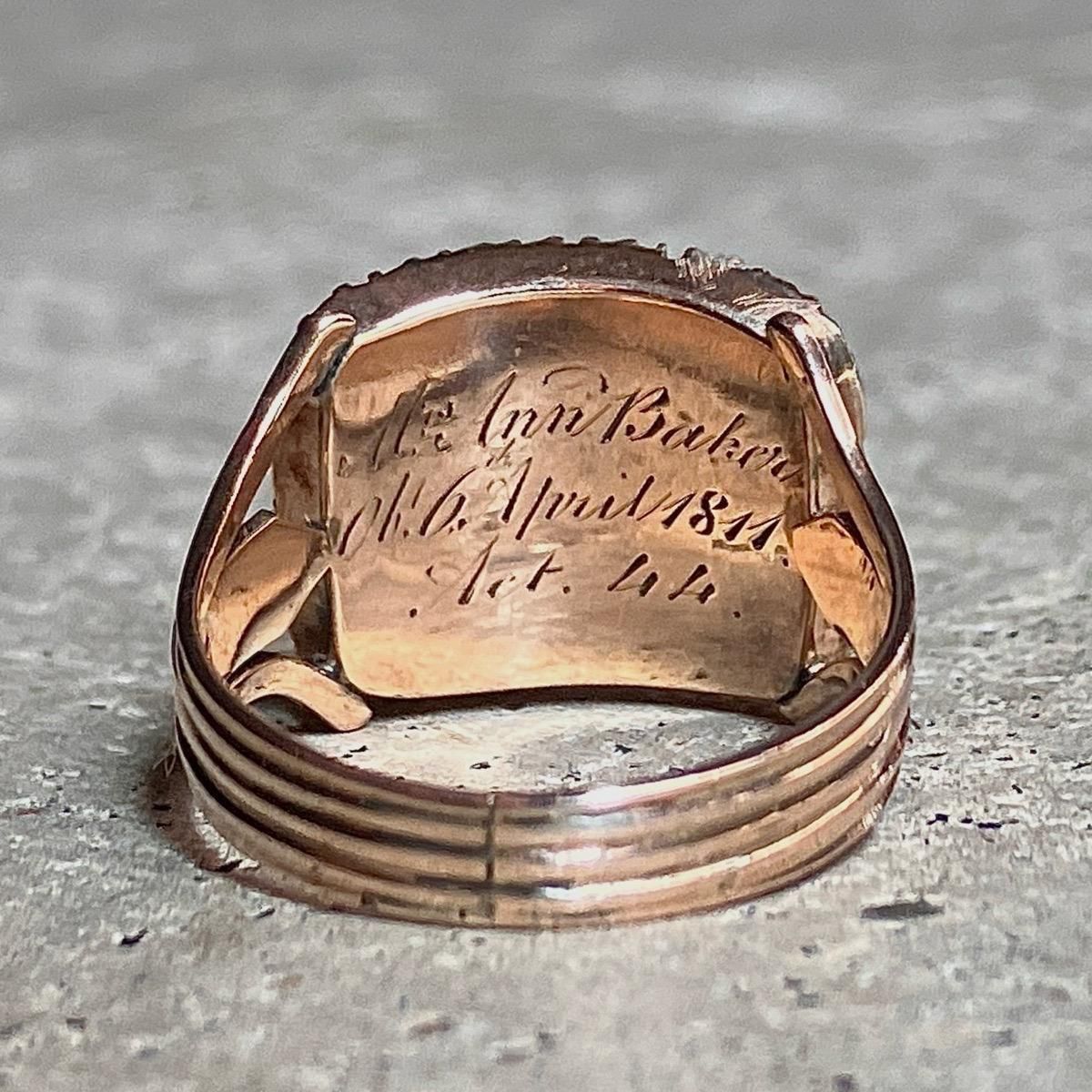 1811年製 10金 ガーネット モーニングリング(10K Garnet Ring 1811年製 10金 ガーネット モーニングリング(10K Garnet Ring