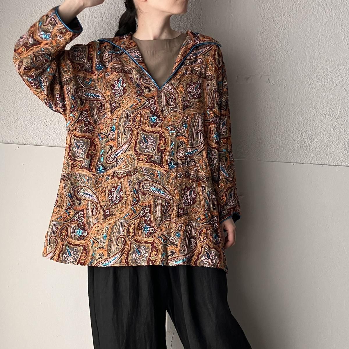 U.S. ơ ڥ꡼ ѥ󥳡ɽ ֥饦Vintage Paisley Sequin Embroidery Blouse