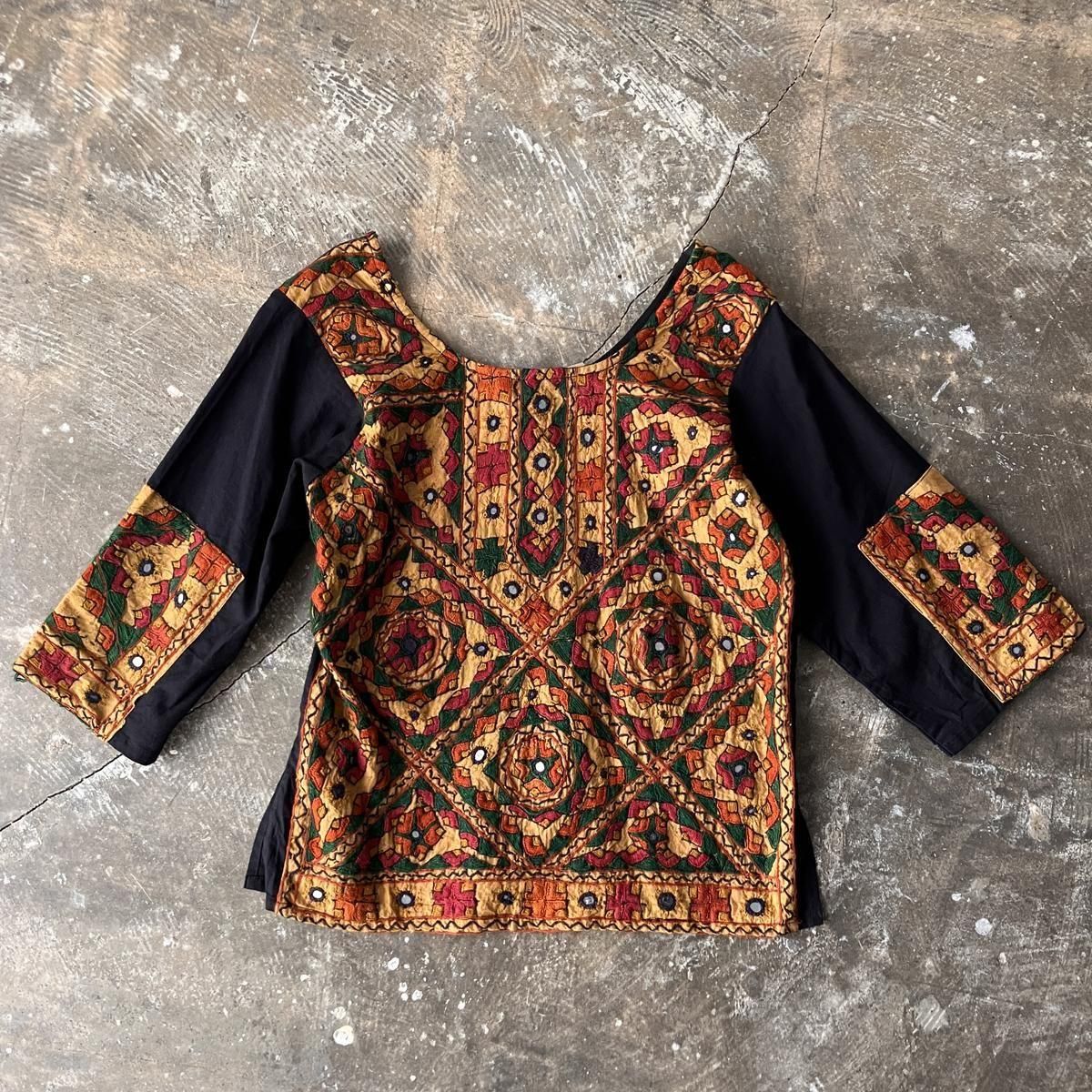 ơ  ߥ顼ɽ ʬµ ֥饦Vintage India Mirror Embroidery Sleeve Blouse