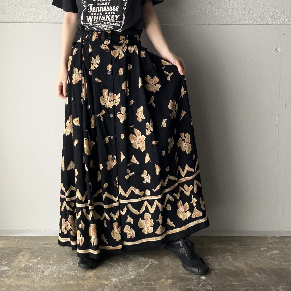 ե ơ ץ ե쥢ȡFrench Vintage Floral Print Flared Skirt˥٥դ