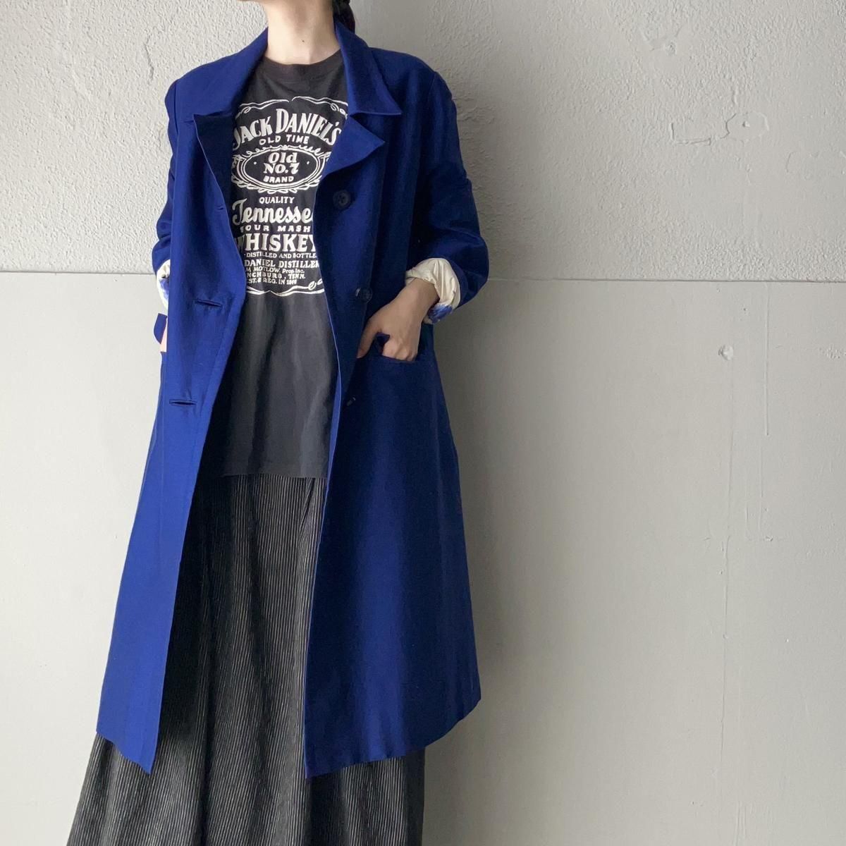 1960's フレンチ ヴィンテージ ディープブルー チェスターコート