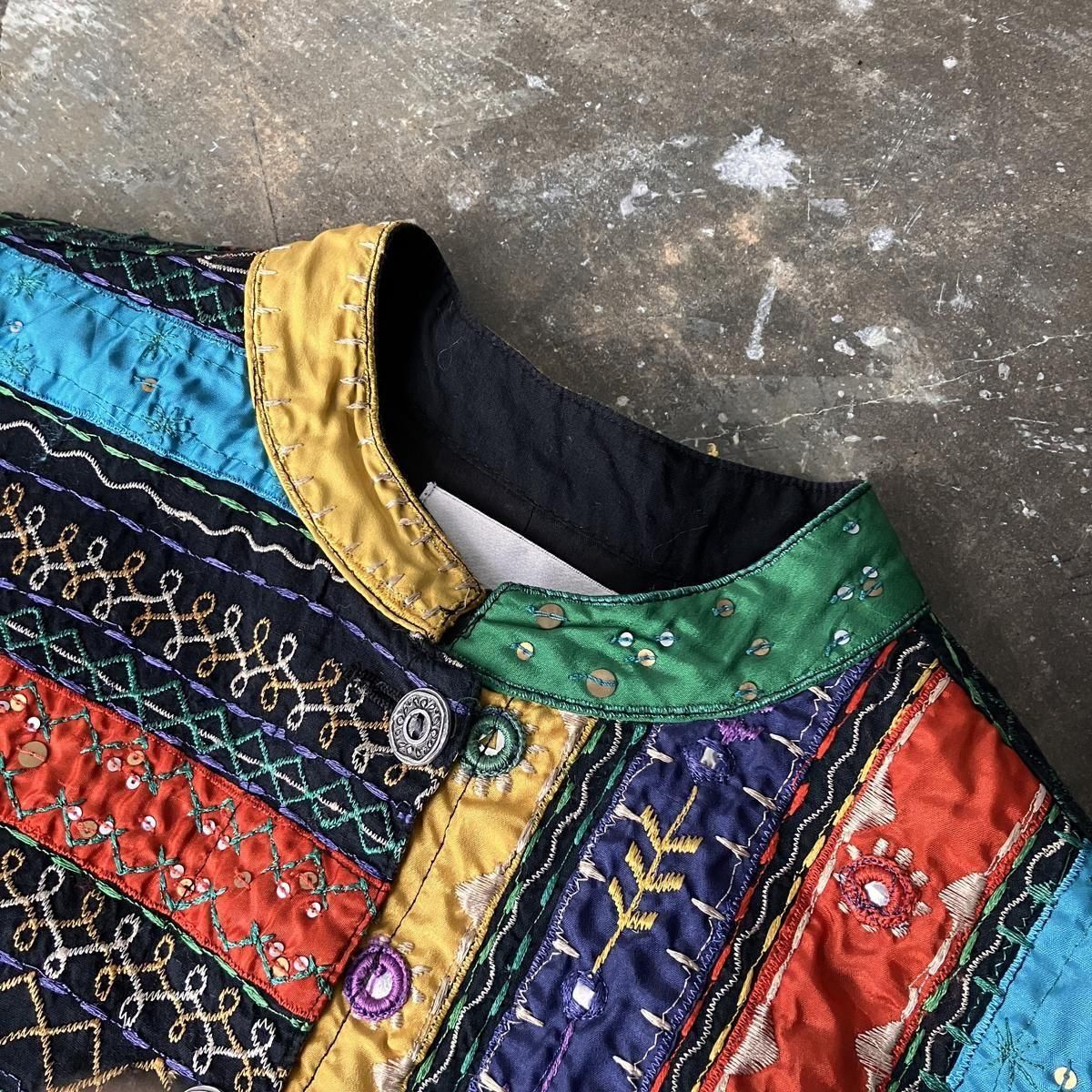  ơ ߥ顼ɽ ѥå 㥱åȡIndian Vintage Mirror Embroidery Patchwork Jacket