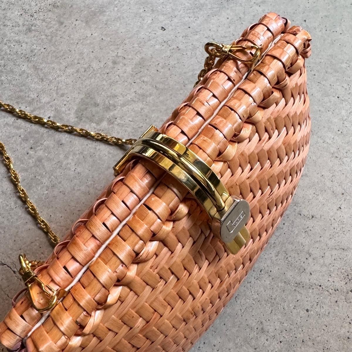 ꥢ ơ  2WAY СХå Хå 󥸥١Italy Vintage Rattan Shoulder Bag