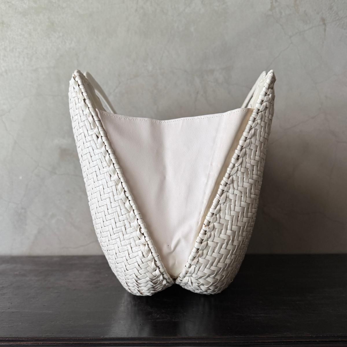 ơ  ϥɥХå ۥ磻ȥڥȡVintage Rattan Hand Bag