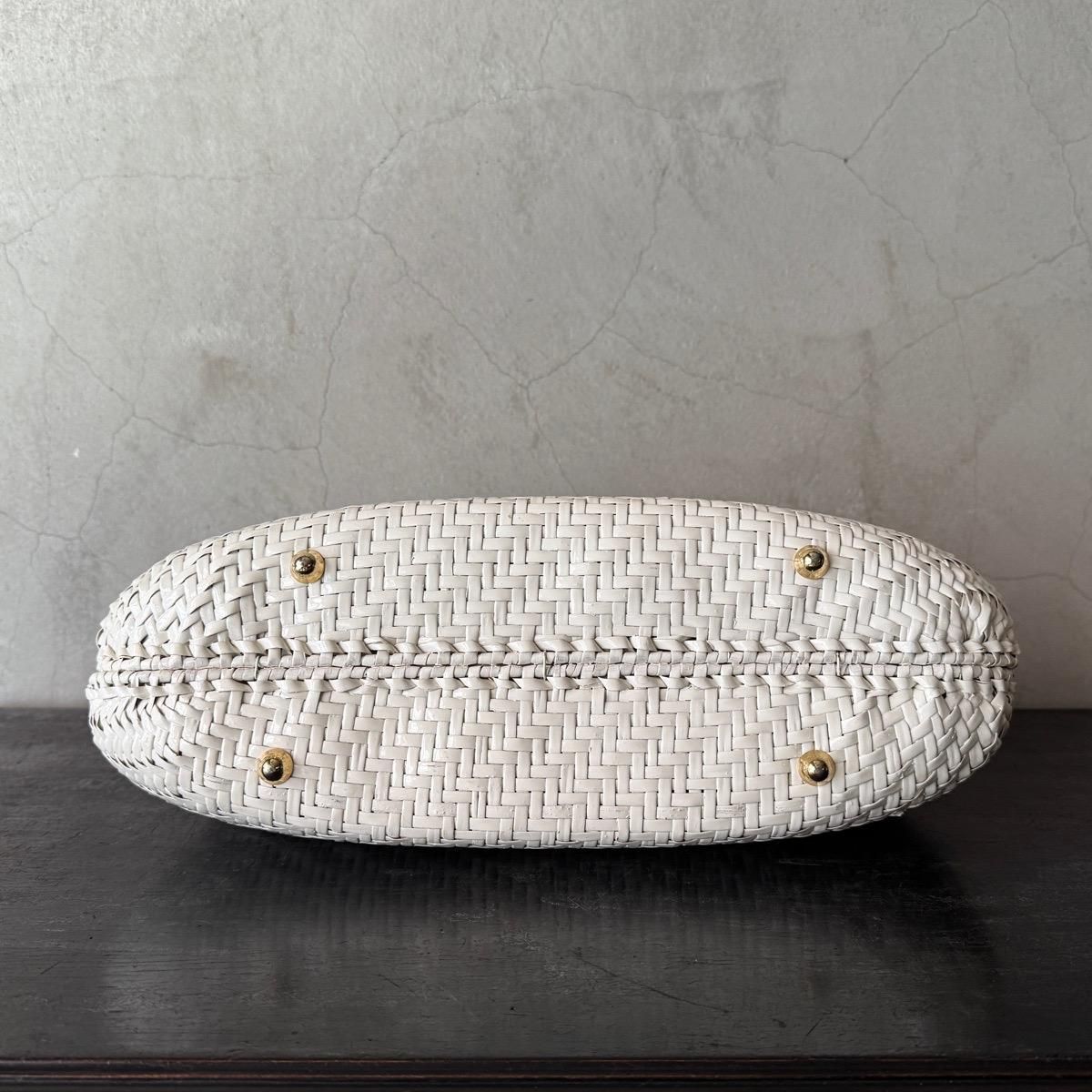 ơ  ϥɥХå ۥ磻ȥڥȡVintage Rattan Hand Bag
