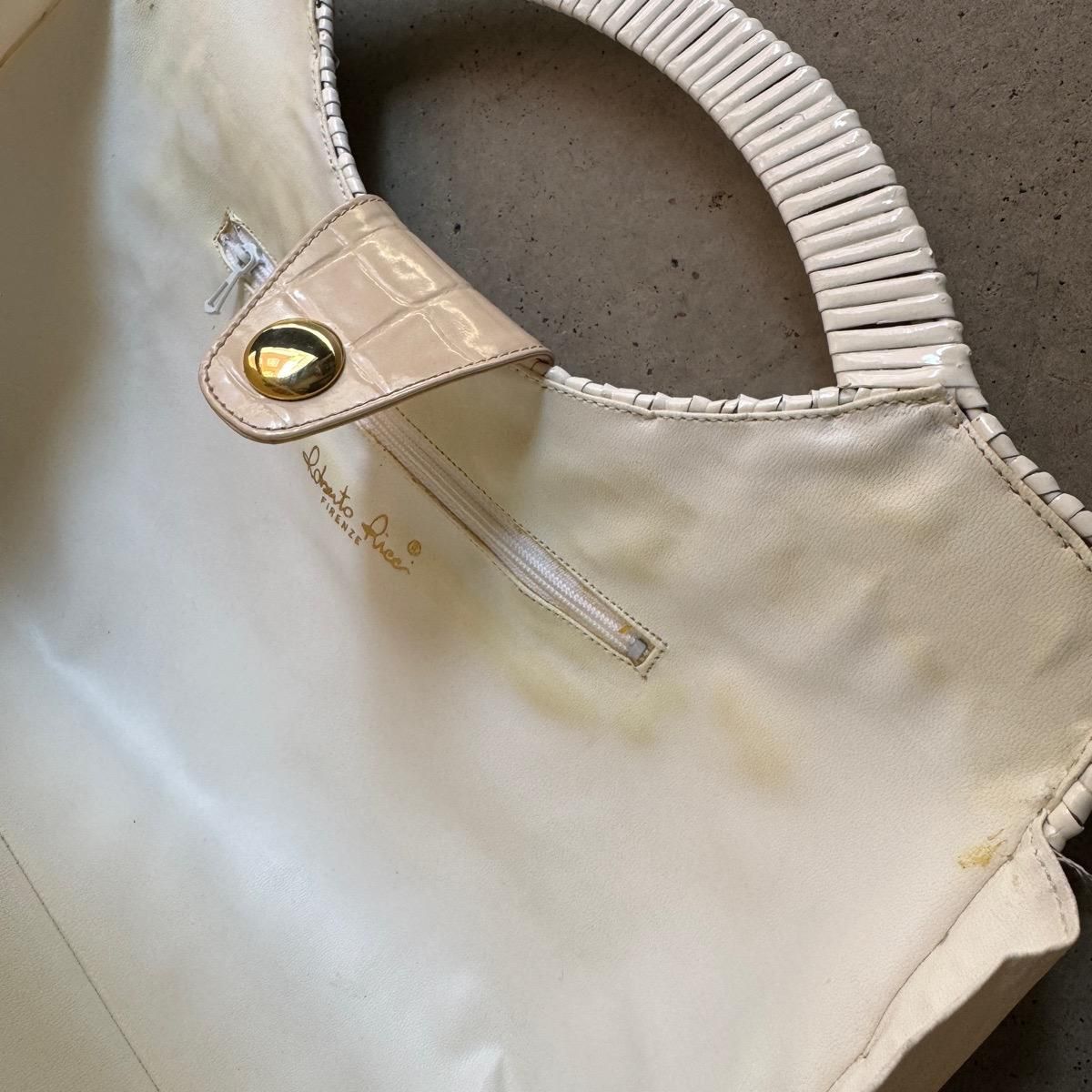 ơ  ϥɥХå ۥ磻ȥڥȡVintage Rattan Hand Bag