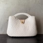 ơ  ϥɥХå ۥ磻ȥڥȡVintage Rattan Hand Bag
