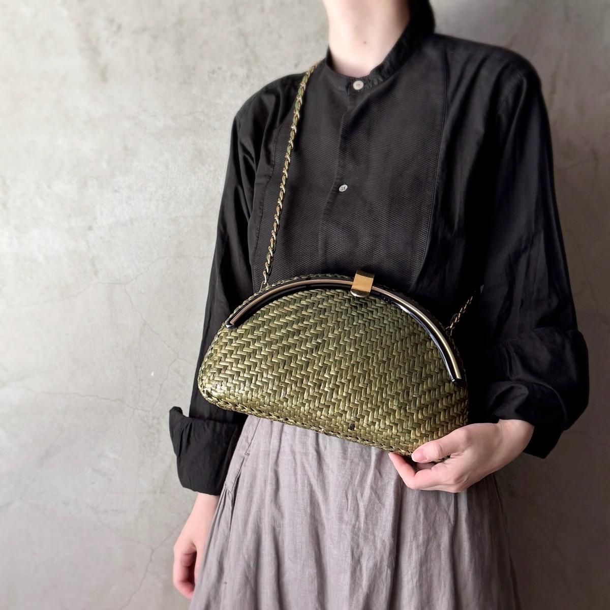 ꥢ ơ  2WAY Ⱦ߷ Хå ꡼Italy Vintage Rattan Shoulder Bag
