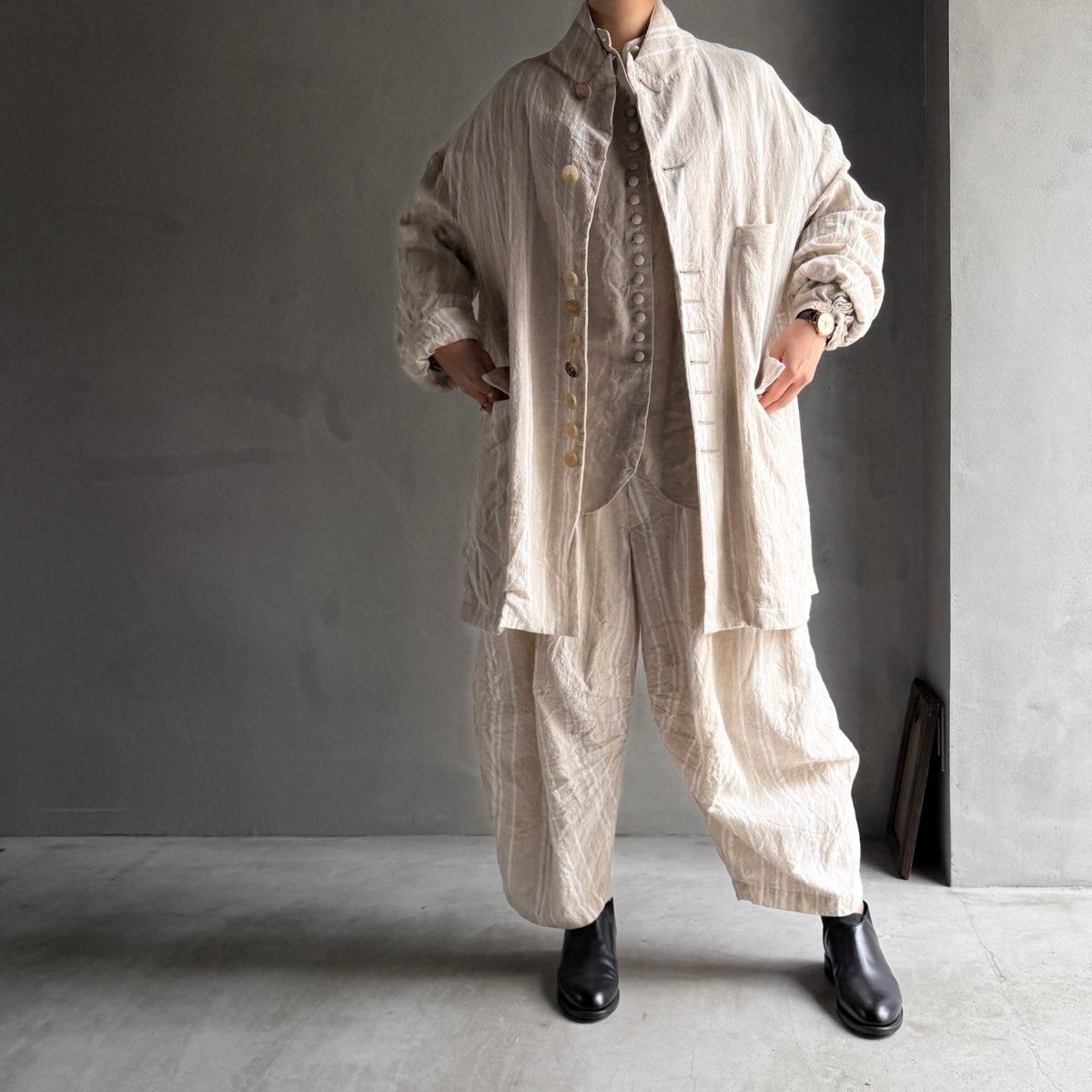 <img class='new_mark_img1' src='https://img.shop-pro.jp/img/new/icons13.gif' style='border:none;display:inline;margin:0px;padding:0px;width:auto;' />HALLELUJAH 4, Pantalon faunʥϥ ѥ ѥ󥿥 FLAX STRIPE