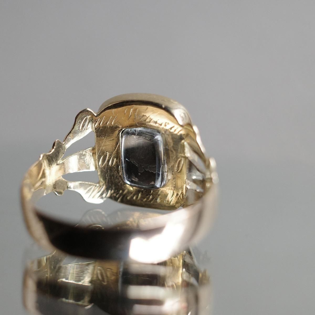 ヴィクトリアン 18金 ダイヤモンド エナメル モーニング リング