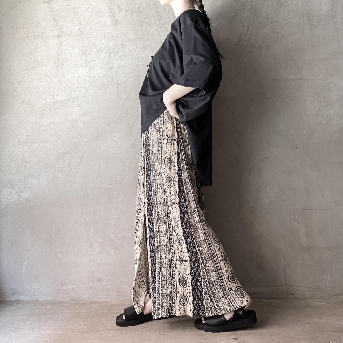 U.S. ơ  ޥѥ 󥰥ȡIndian Vintage Multi Pattern Gathered Skirt