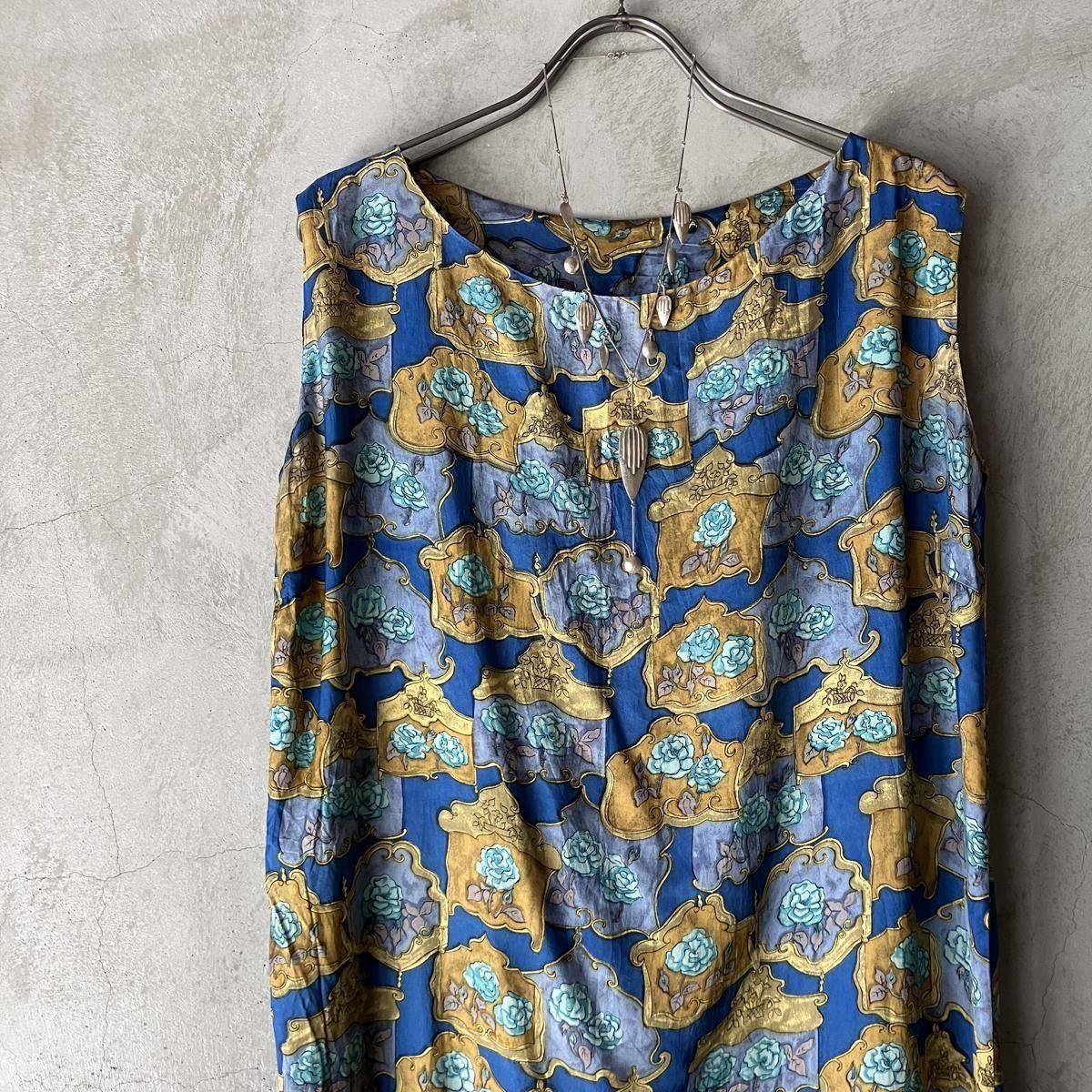 ե ơ 륯 鯥ץ ɥ쥹French Vintage Silk Rose Print Dress