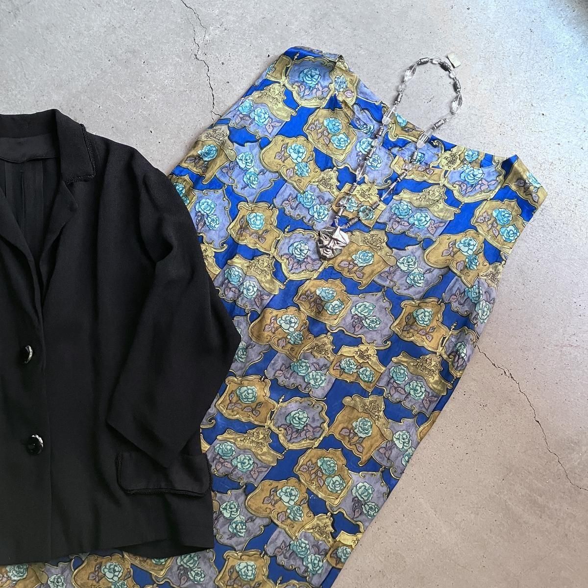 ե ơ 륯 鯥ץ ɥ쥹French Vintage Silk Rose Print Dress