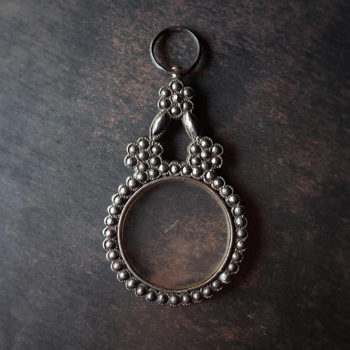 ジョージアン メタル カットスチール ルーペ ペンダントトップ