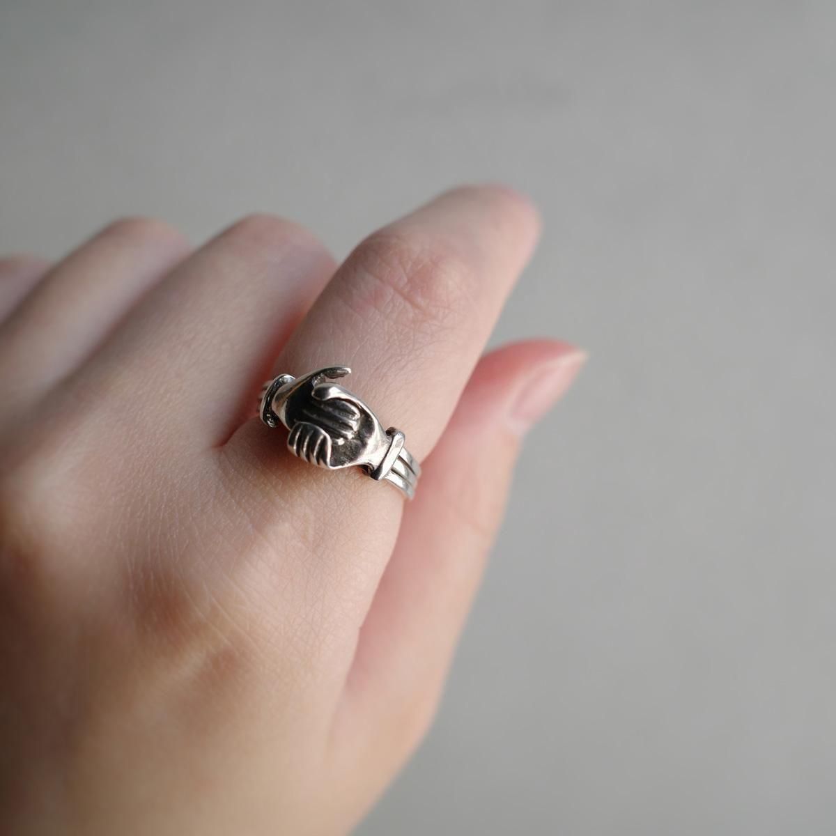 シルバー シェイクハンド ギメル リング（Victorian-Art Deco