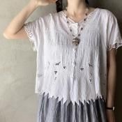 <img class='new_mark_img1' src='https://img.shop-pro.jp/img/new/icons13.gif' style='border:none;display:inline;margin:0px;padding:0px;width:auto;' />U.S. ơ åȥ졼 ֥饦Vintage Rib Cutwork Lace Blouse