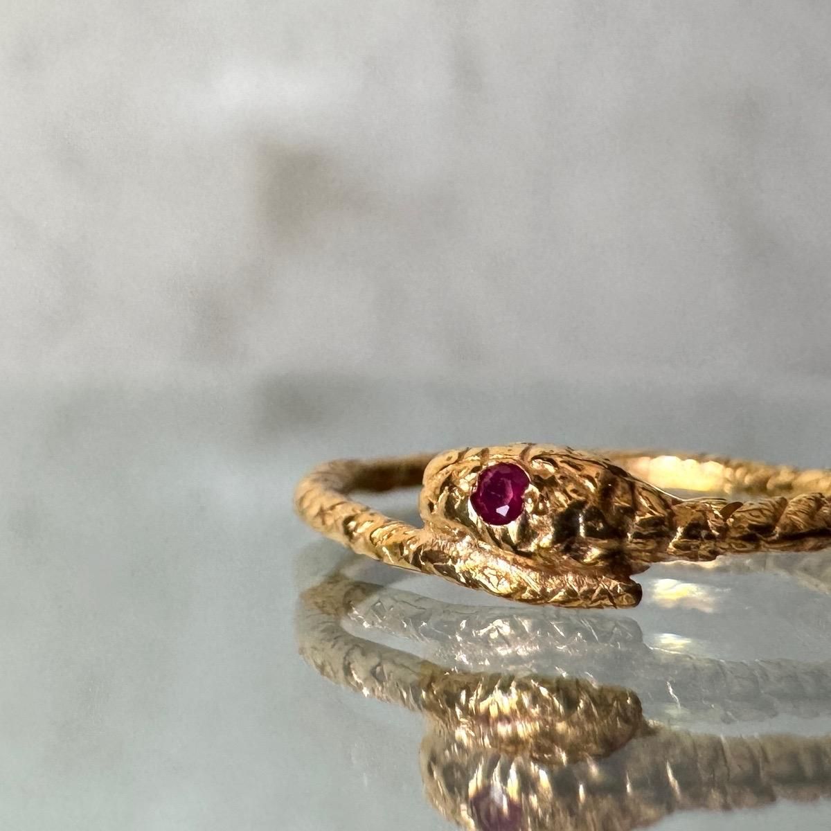 <img class='new_mark_img1' src='https://img.shop-pro.jp/img/new/icons56.gif' style='border:none;display:inline;margin:0px;padding:0px;width:auto;' />momocreatura Snake Ring Gold Rubyʥإӥ  ӡ