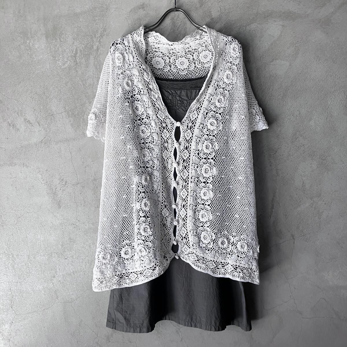 <img class='new_mark_img1' src='https://img.shop-pro.jp/img/new/icons13.gif' style='border:none;display:inline;margin:0px;padding:0px;width:auto;' />ե ơ ե åȥ졼 ǥFrench Vintage Crochet Lace Cardigan 