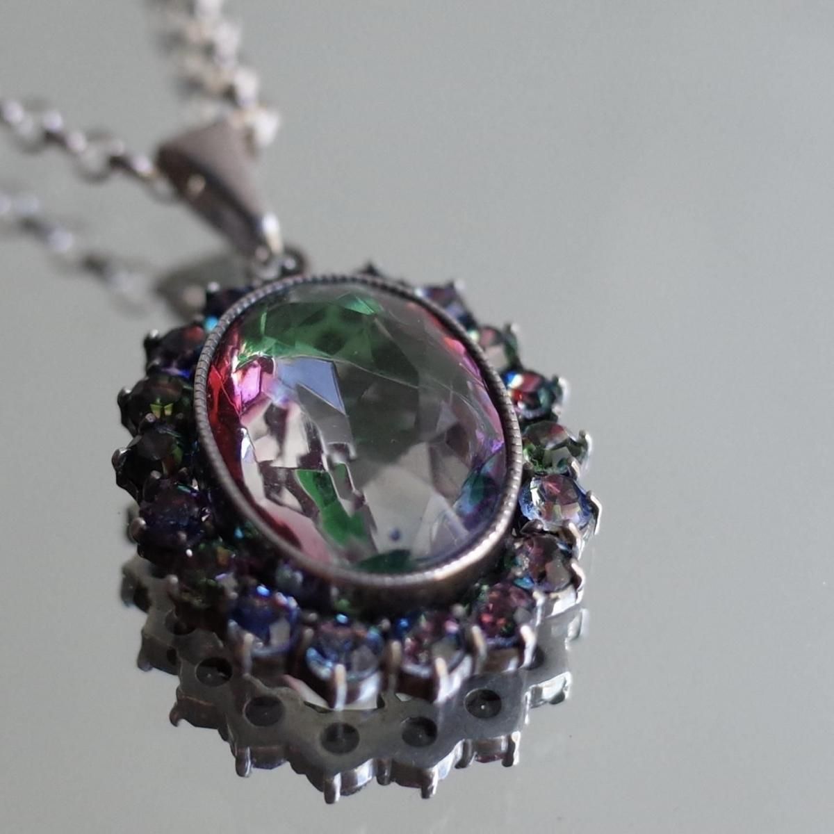 シルバー アイリスガラス ネックレス（1950's Silver Iris Glass