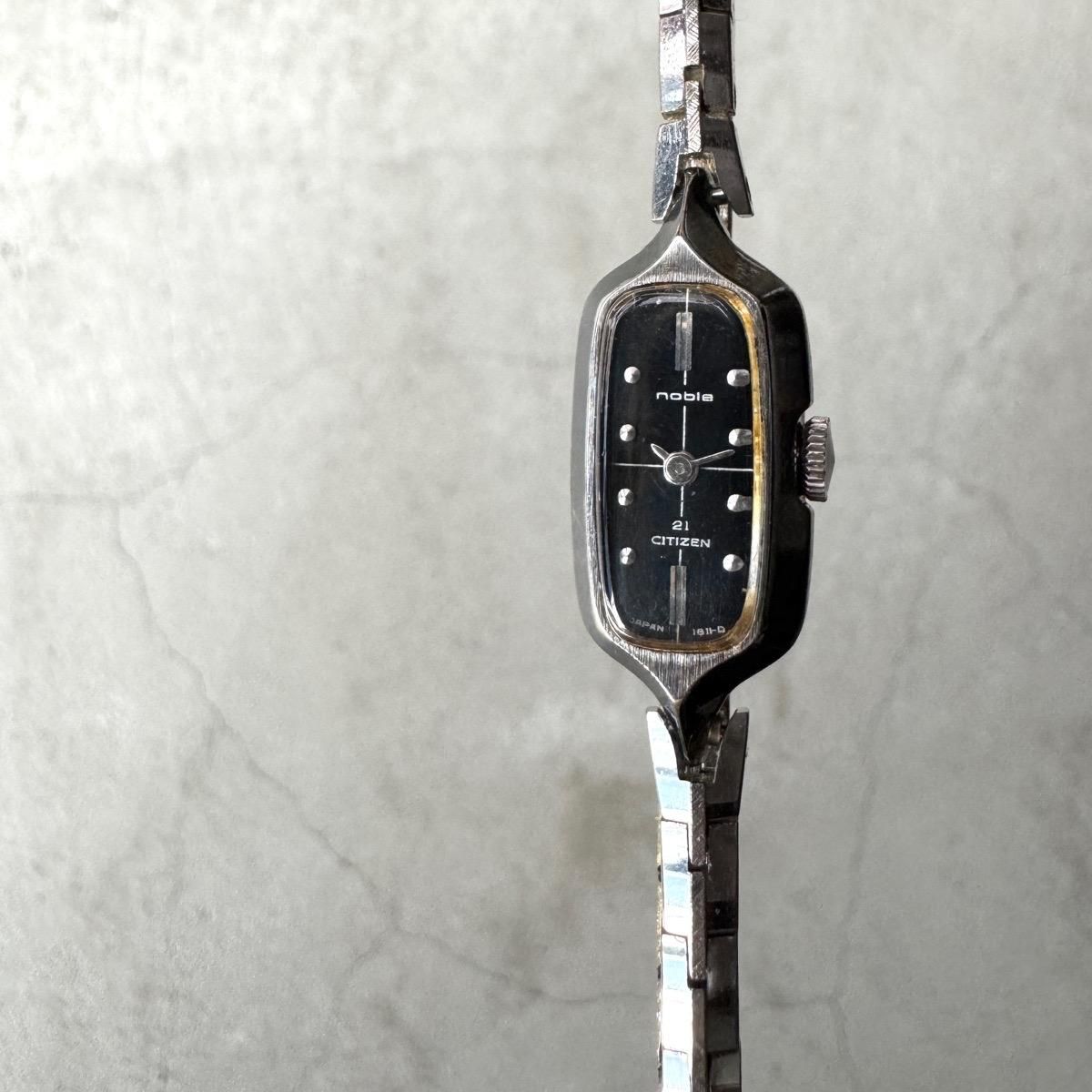 CITIZEN（シチズン）Noble 黒文字盤 レクタングル 純正メタルベルト