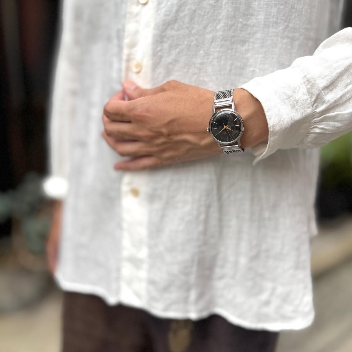 ミラーブラック クロスライン文字盤 Citizen Deluxe ラグ一体ブレス ミラーブラック クロスライン文字盤 Citizen Deluxe ラグ一体