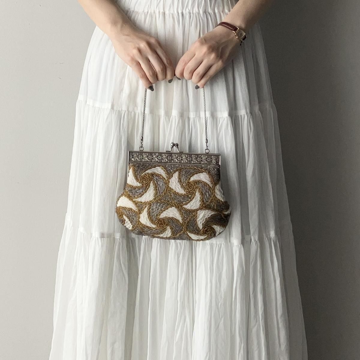 ơ ѥ ӡХåVintage Spiral Pattern Beads Bag